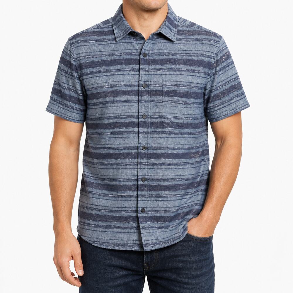 Billy Reid Shirt Mens Large Blue Striped Button Up Relaxed Fit Cotton Casual
